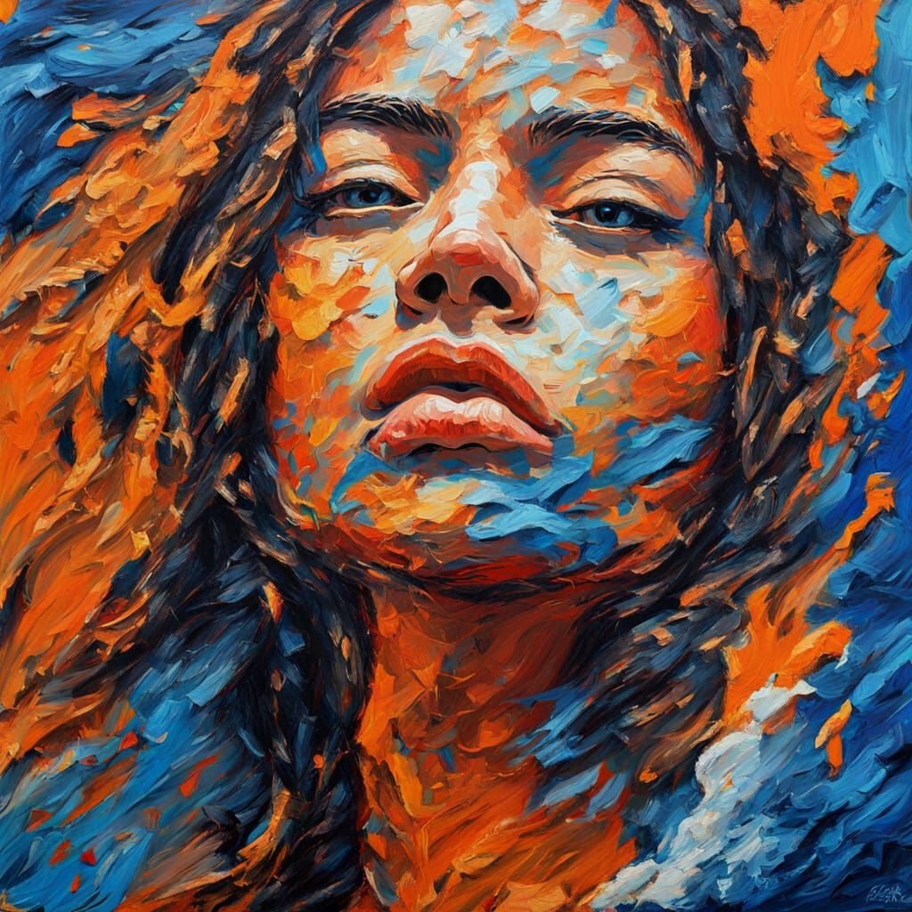 Emotional Abstract Portrait in Impasto Style