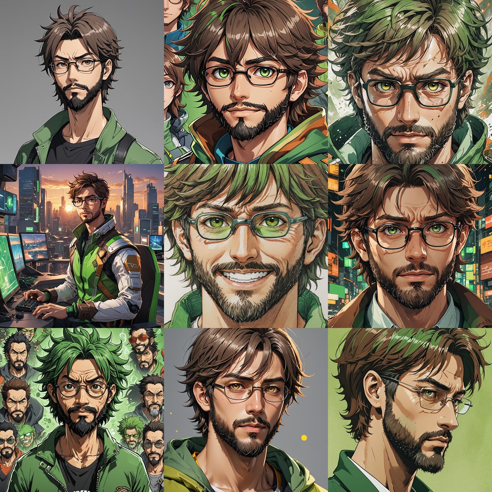 Esport Mascot with Glasses in Anime Style