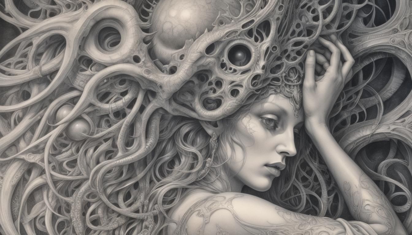 Mystical Semele Portrait in Graphite Pencil Style