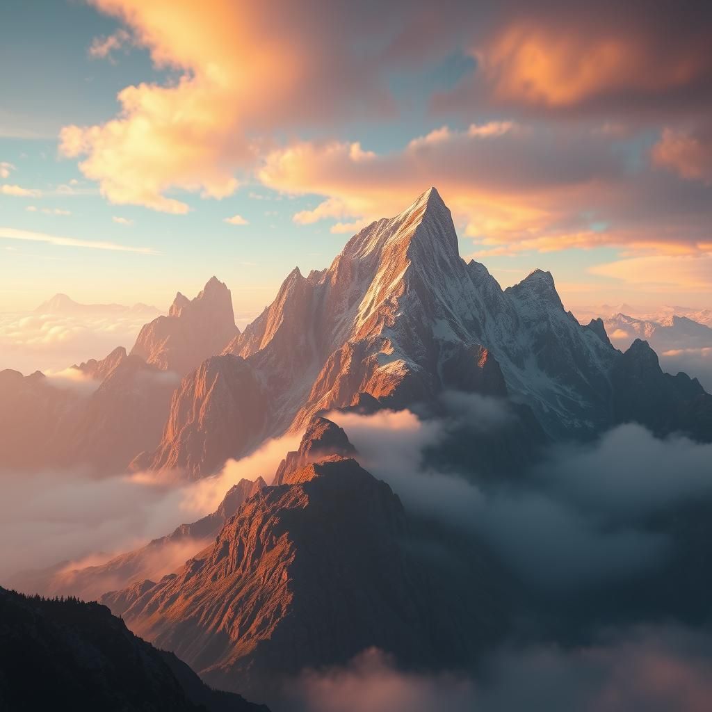 Epic Mountain Range in 3D Matte Painting Style