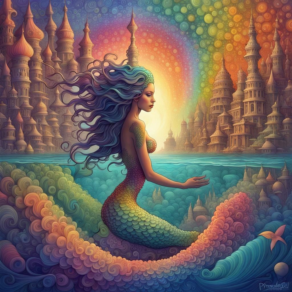 Psychedelic Mermaid in a Cosmic Neon Nucleotidescape