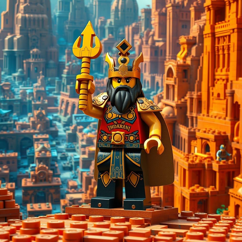 Epic Lego Gilgamesh in Mesopotamian Cityscape