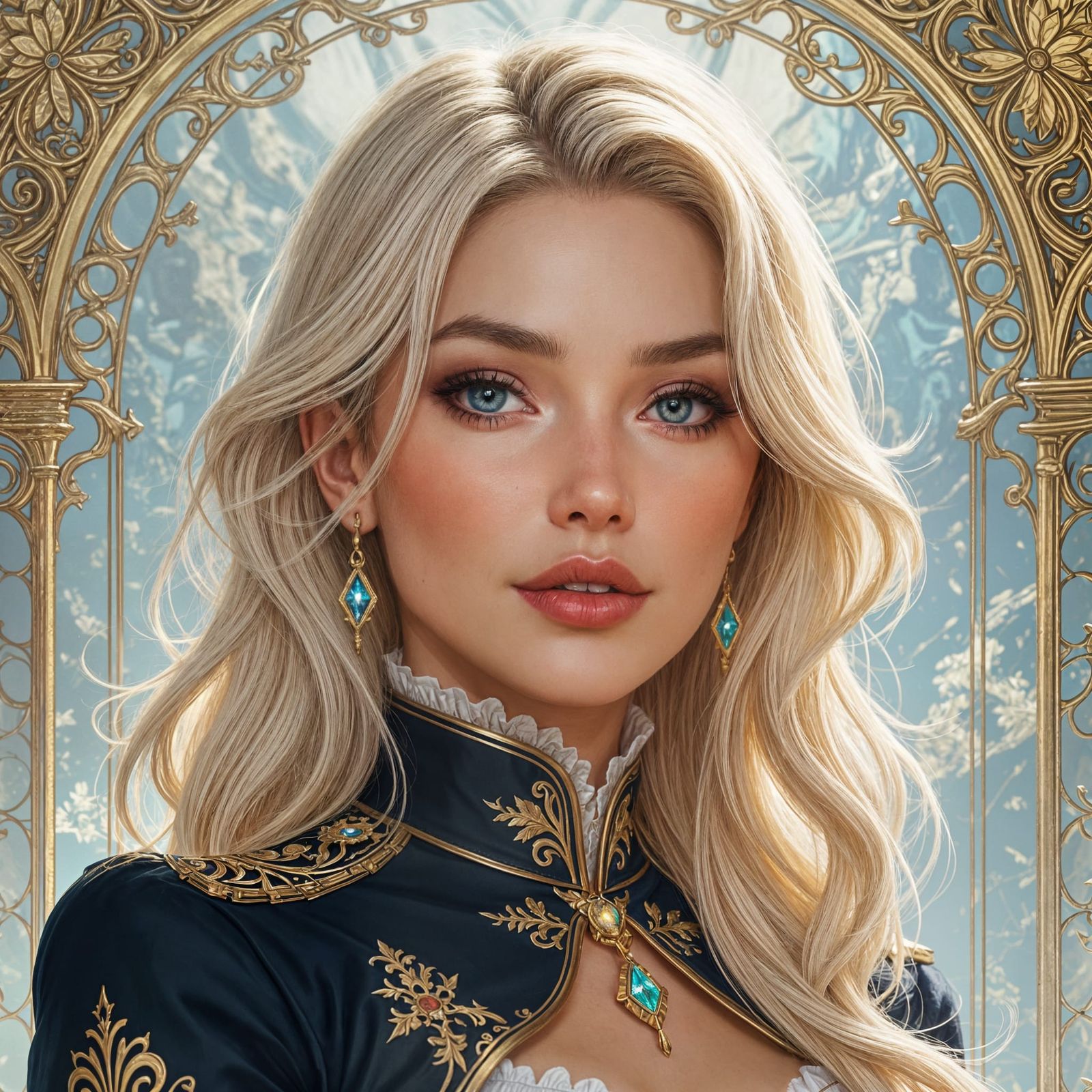 Hyperrealistic Portrait of a Blonde Woman: Digital Art