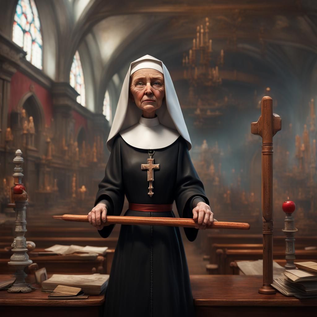 Catholic Nun Bobblehead Toy in Maximalist Style