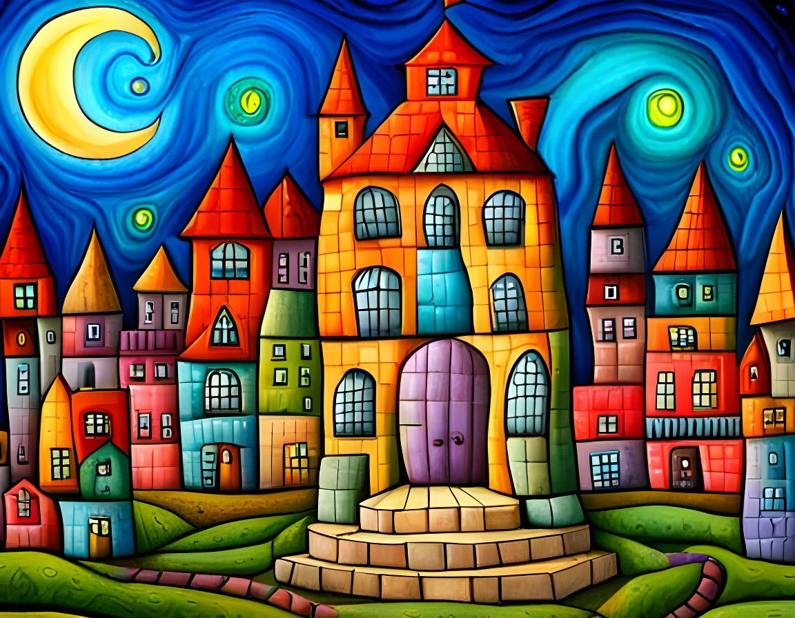 Adorable Halloween Princess in Cubist Aquarelle Style