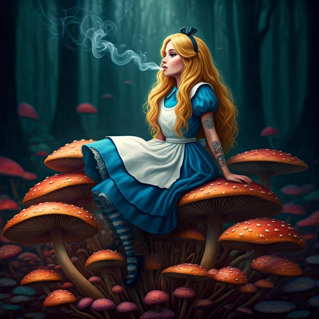 Bohemian Disney Princess in Wonderland, Pin-Up Art