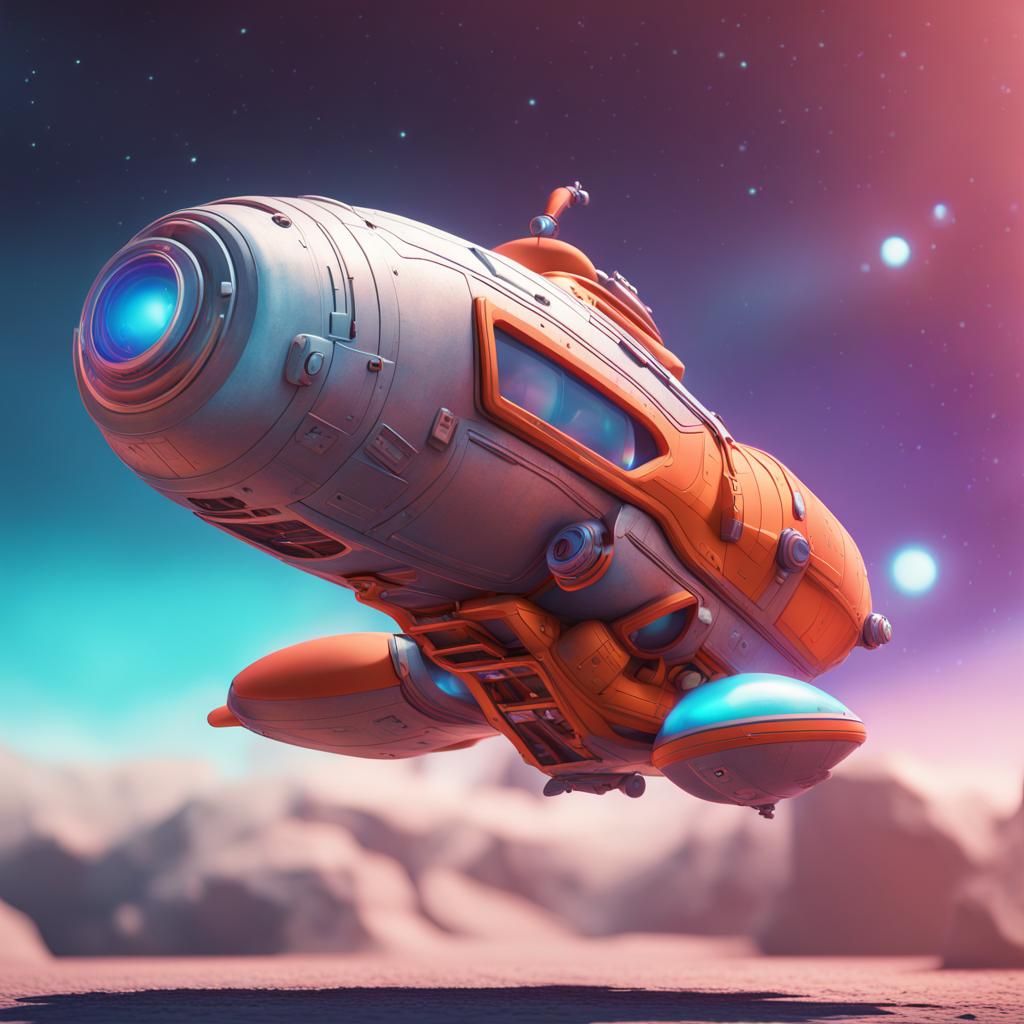 Colorful Spaceship Concept Art in 3D