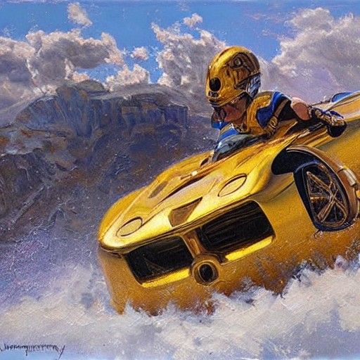 Golden Power Up in Oil Painting Style