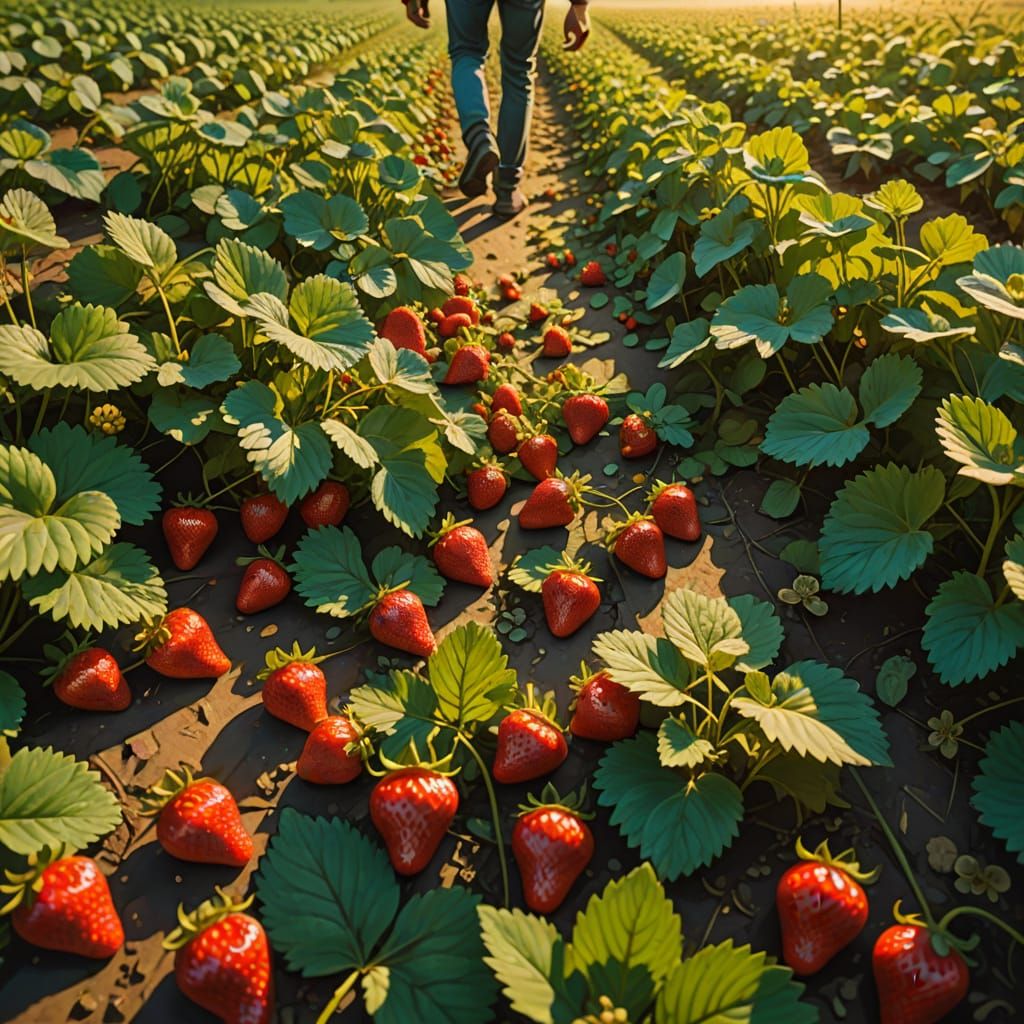 Strawberry Fields: Dreamlike Surrealism in Oil Painting