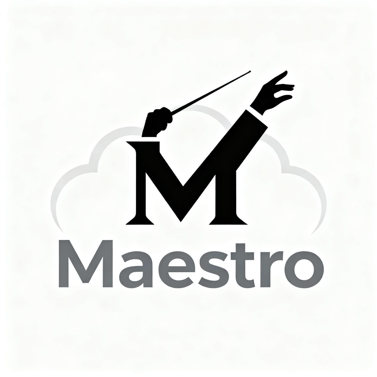 Maestro SAAS Logo: Conductor's Arm & Cloud Tech