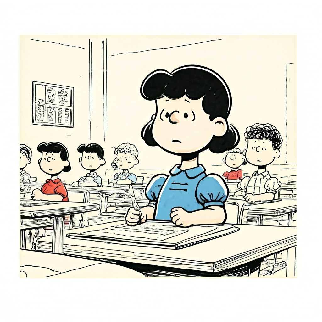 Lucy Van Pelt in a Classroom, Comic Book Art Style