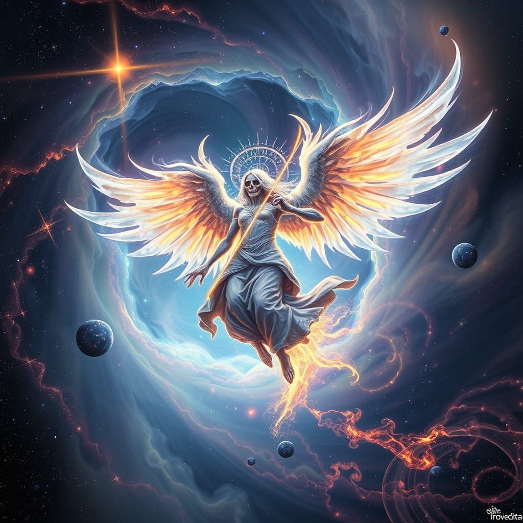 Surreal Angel of Death in Cosmic Vortex
