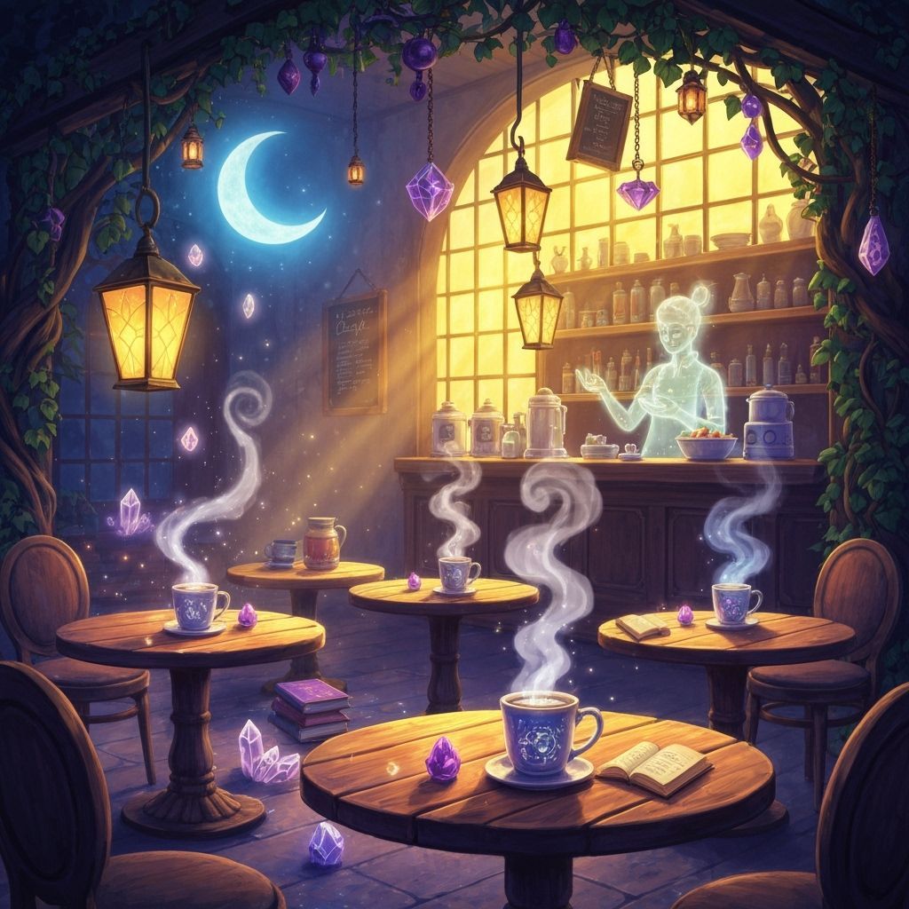Magical Moonlit Cafe With Ghostly Barista