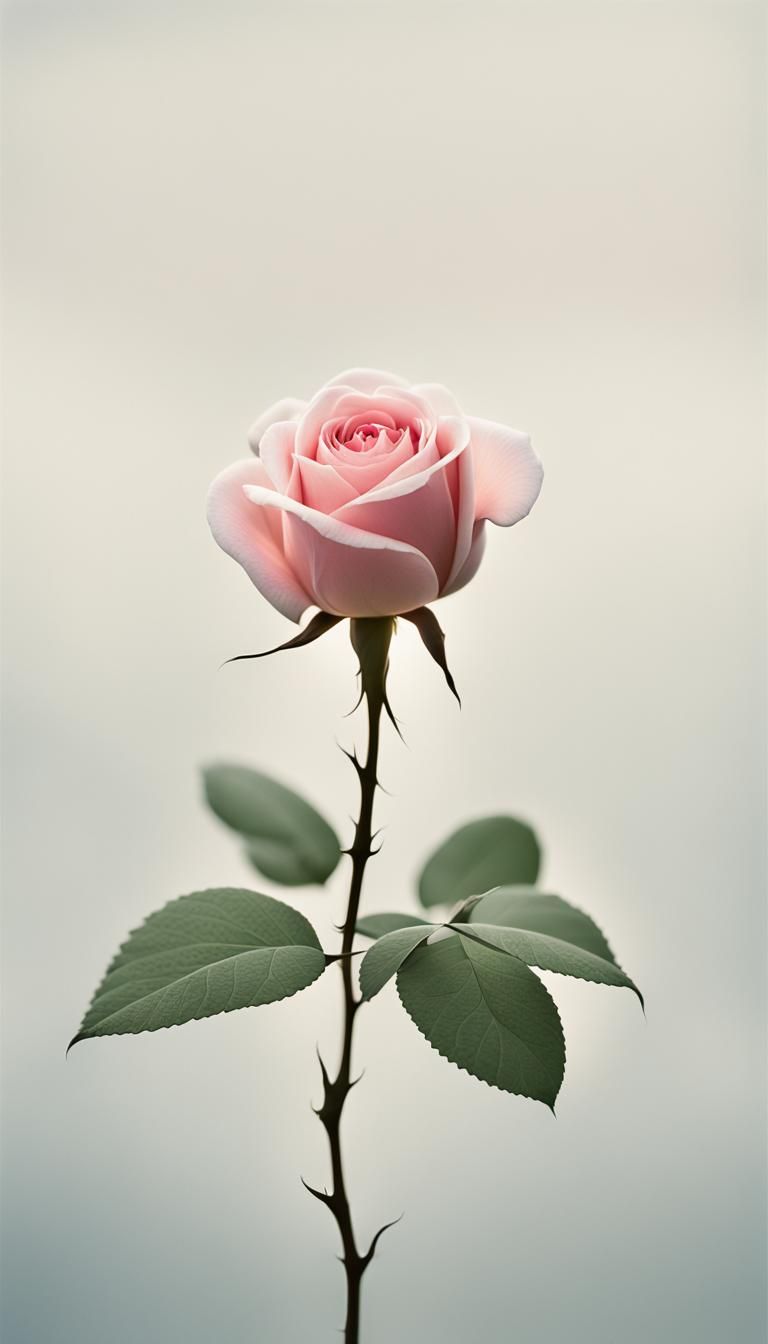 Minimalist Rose in Tranquil Garden: Soft Focus Photography