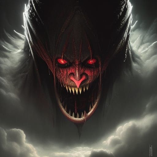 Sinister Clown with Balloon in Gothic Horror Style