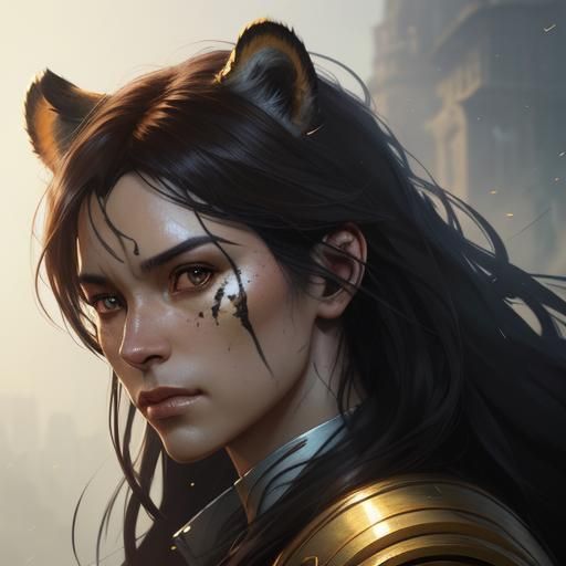 Hyperdetailed Tiger Cubs Portrait in Art Nouveau Style