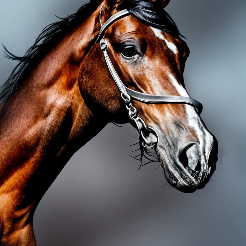 Photorealistic Horse with Sabattier Filter Effect