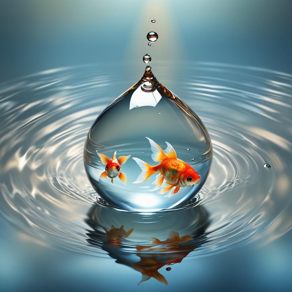 Goldfish in Teardrop: A Macro Photography Shot