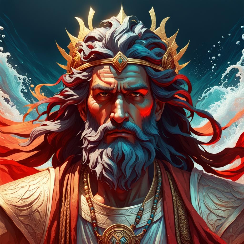 Moses Parting Red Sea: 3D Rendered Portrait