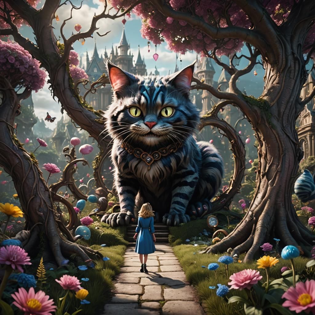Cheshire Cat in Wonderland: Digital Art