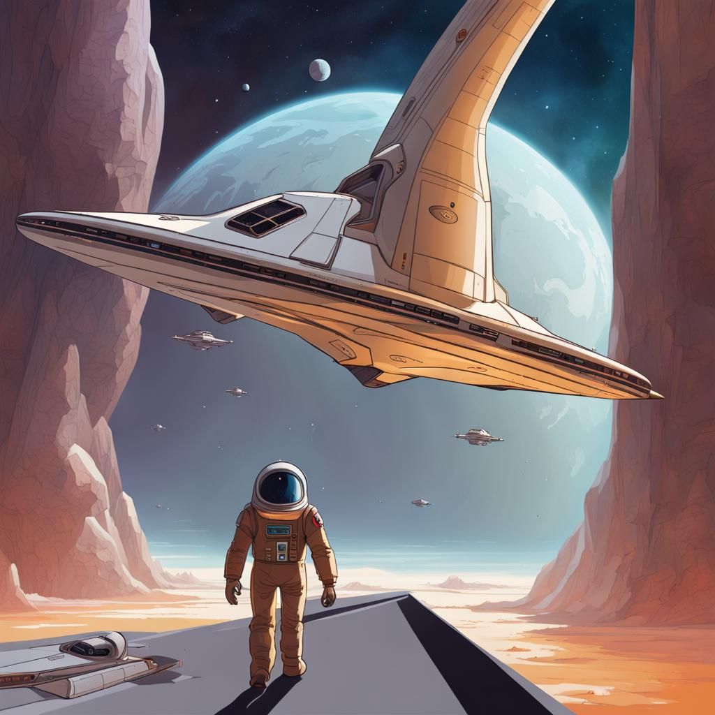 Space Fleet Lieutenant Shuttle Flight to Starship