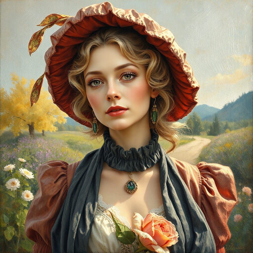 Neo-Impressionist Portrait in 18th Century Fashion