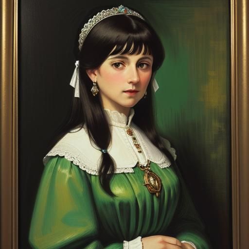 Ukrainian Woman Portrait in Stained Glass Style