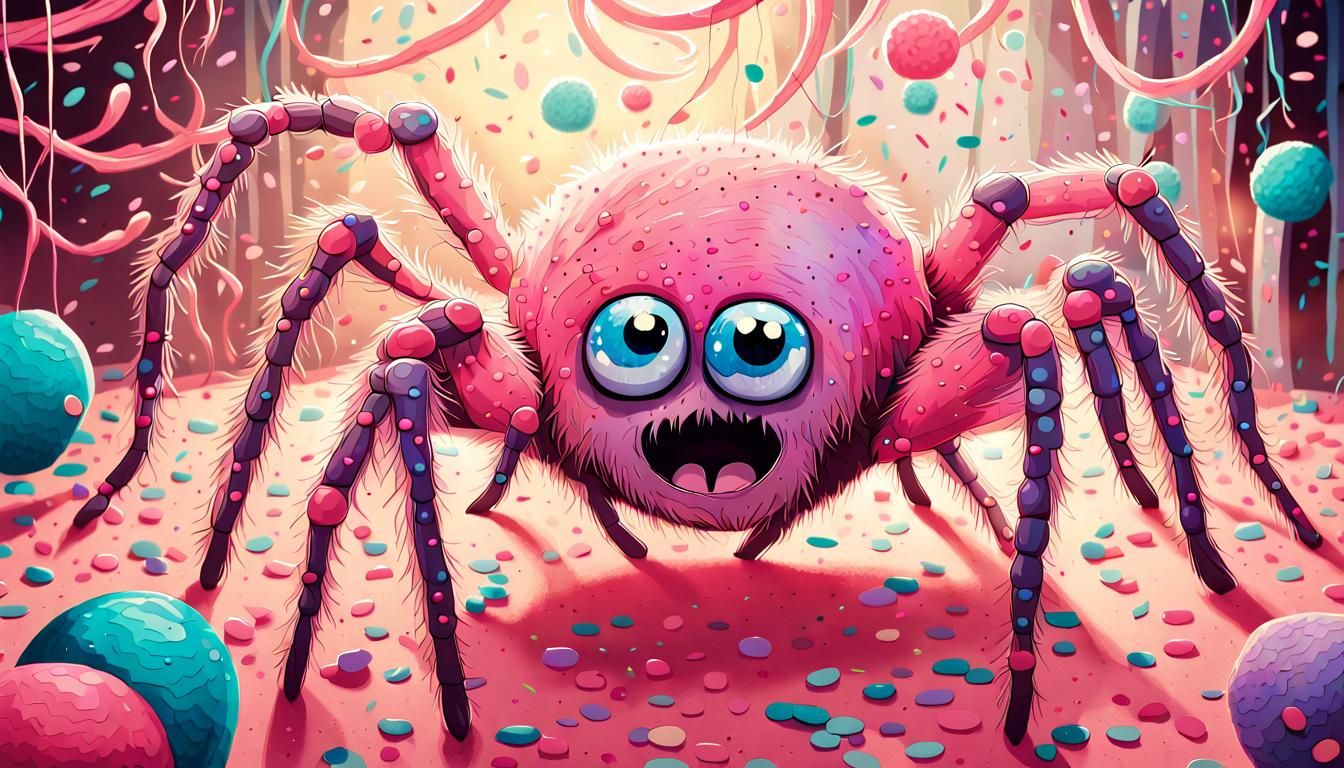 Fuzzy Spider's Birthday Party: A Playful Illustration