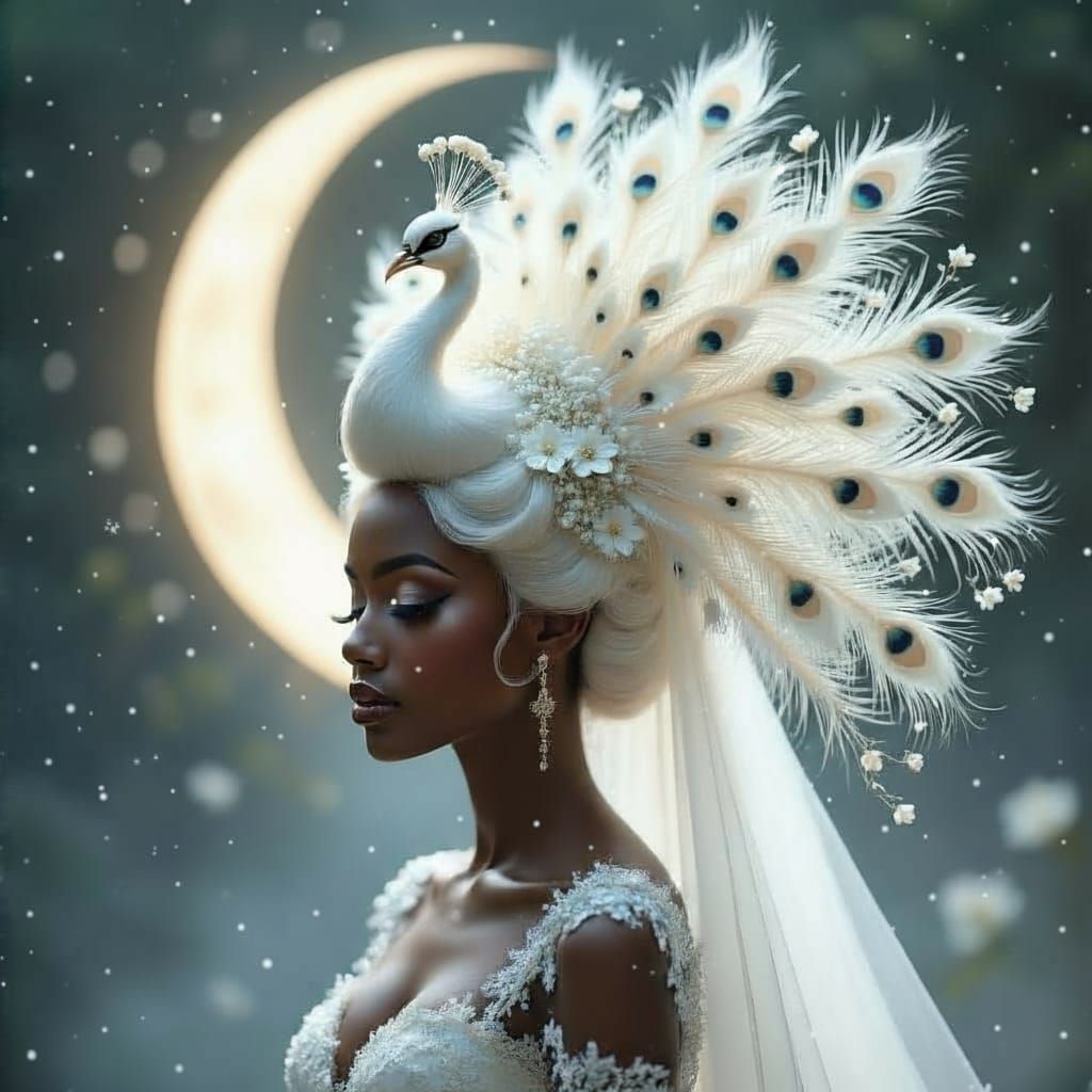 Ethereal Bride with Peacock Hairstyle