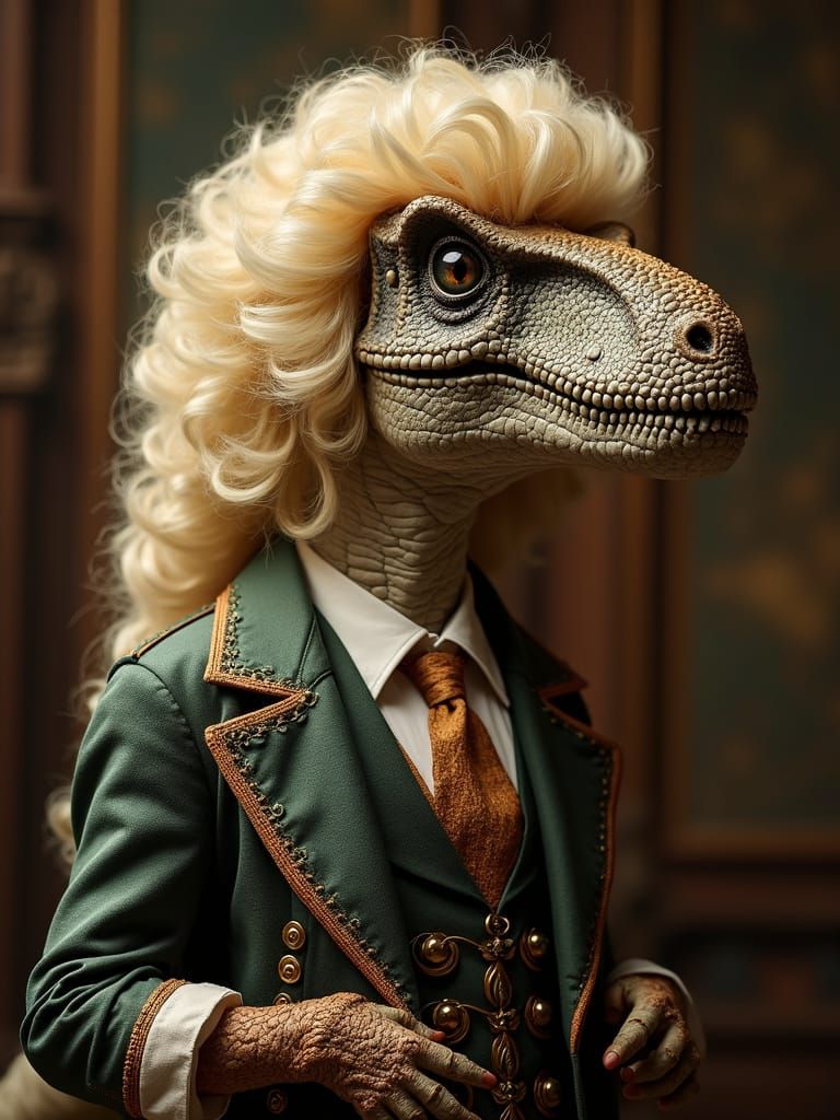 Tyrannosaurus Rex in Victorian Studio, Art Nouveau Style