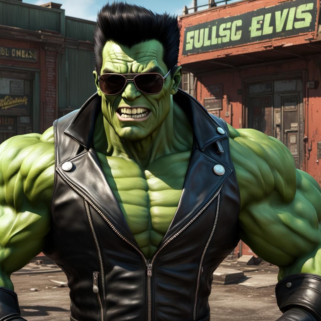 Super Mutant Elvis Concept Art in Orange and Teal