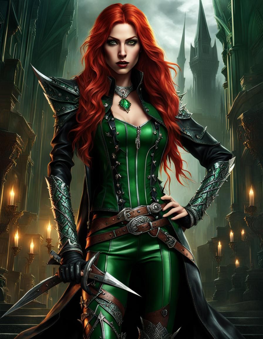 Beautiful Half-Elf Rogue in Detailed Matte Painting