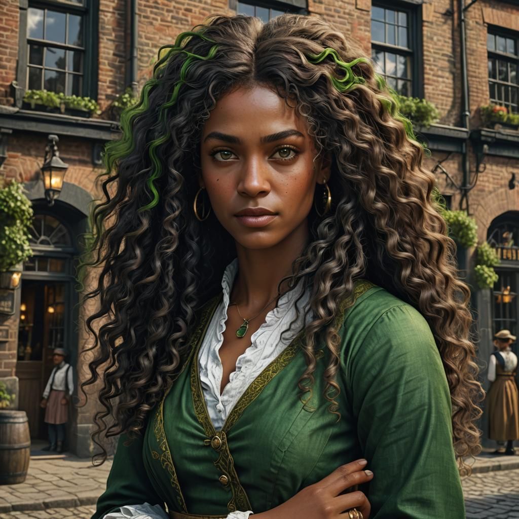 Georgian Era Black Woman Portrait in Matte Painting Style
