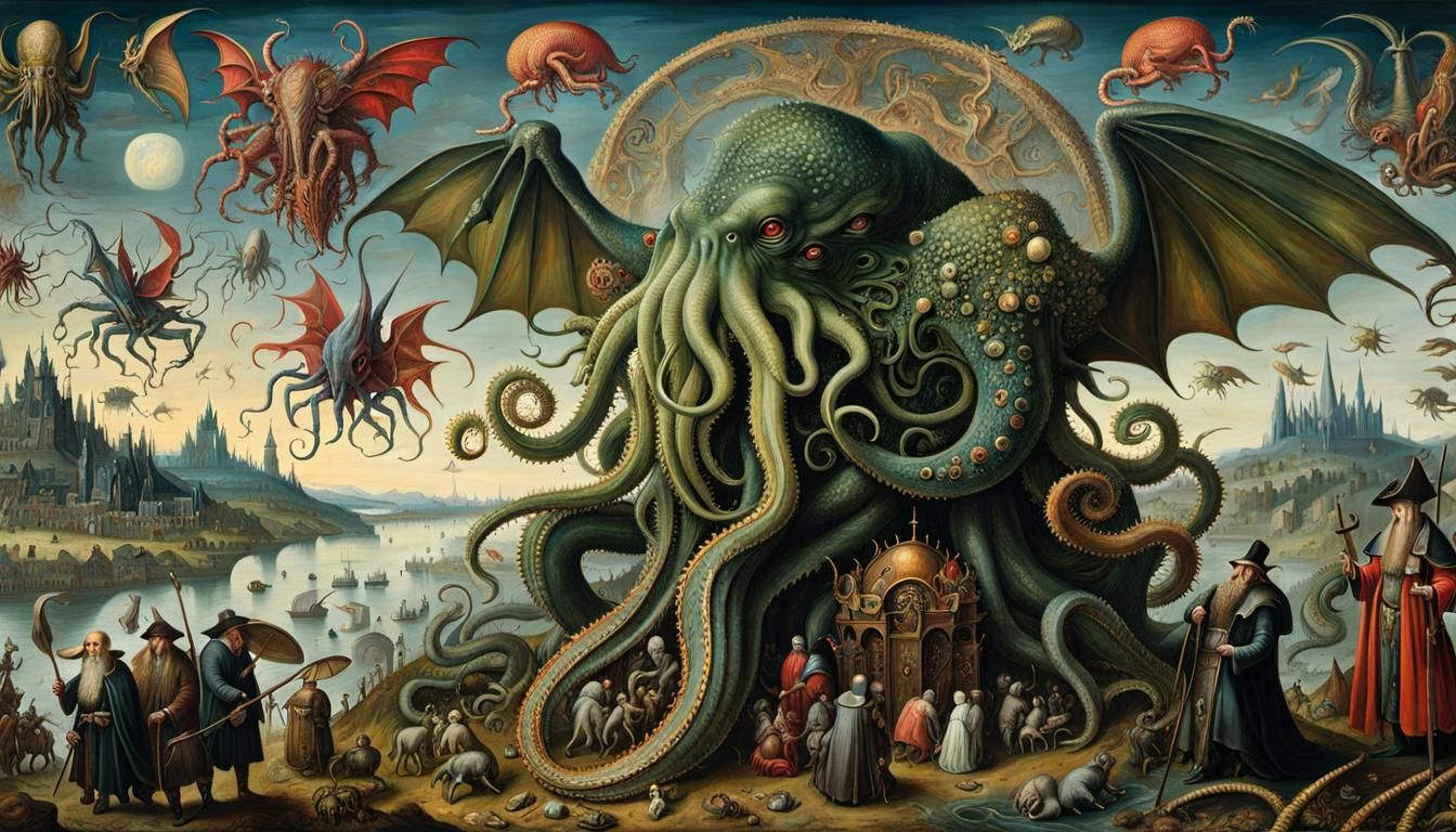 Cthulhu Mythos Bestiary as Oil Painting