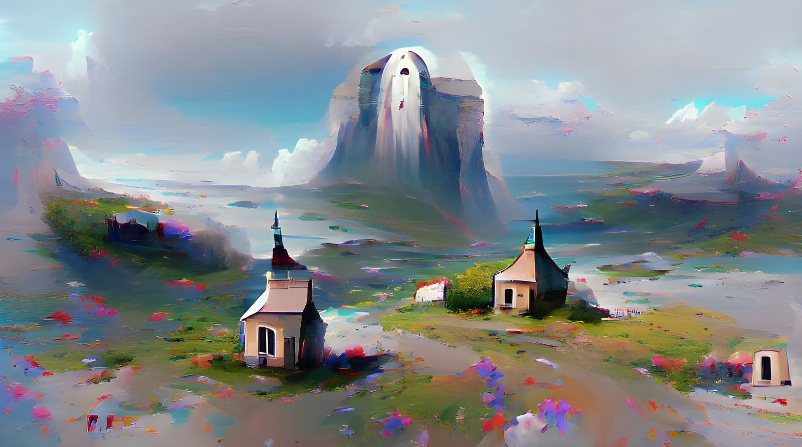 Church by Pale Cliffs: ArtStation Landscape