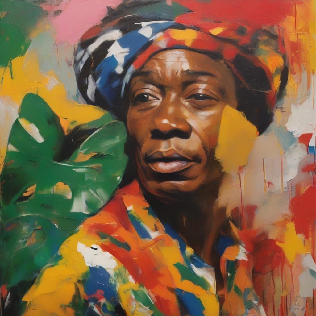 Abstract Expressionist: African Figure with Zebra