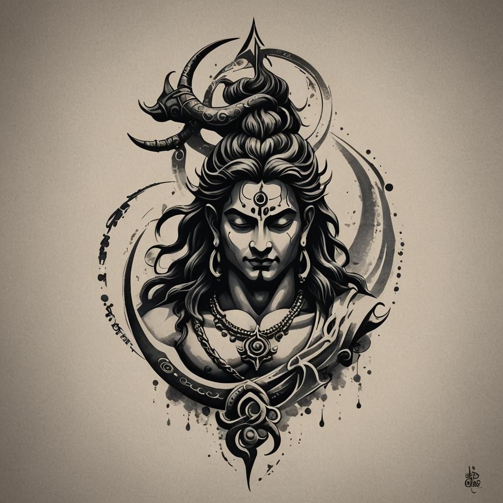 Minimalist Lord Shiva Trishul Tattoo Design