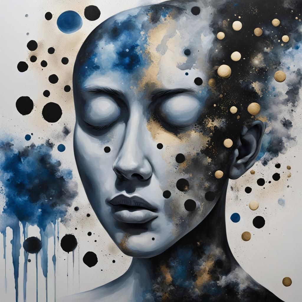 Enigmatic Abstract Paintings with Galaxy and Spots
