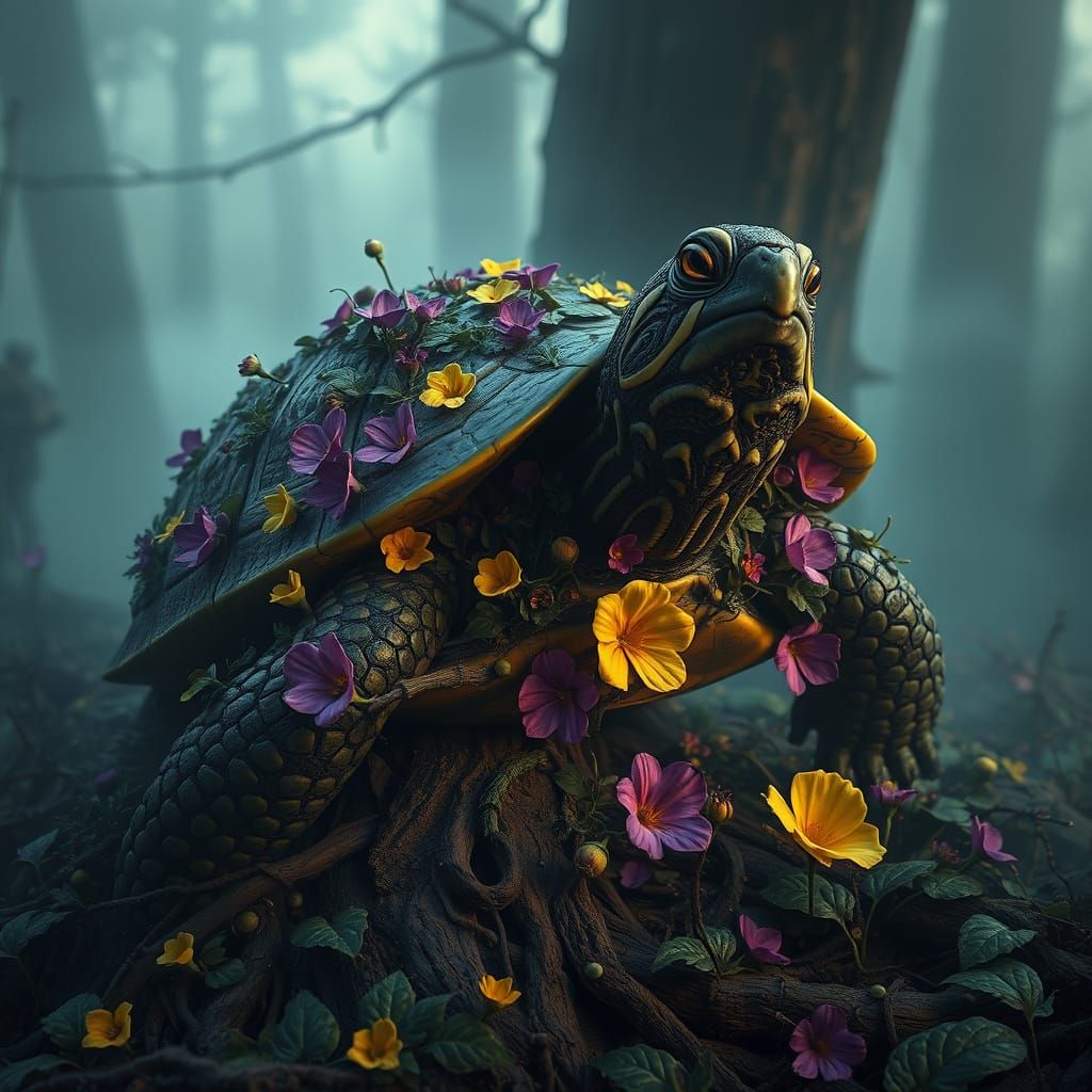 Botanical Turtle in Dark Fantasy Concept Art