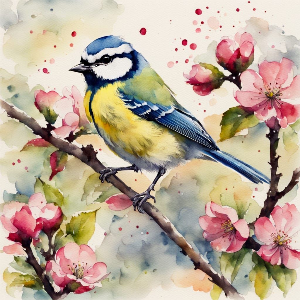 Bird in Bloom Watercolour