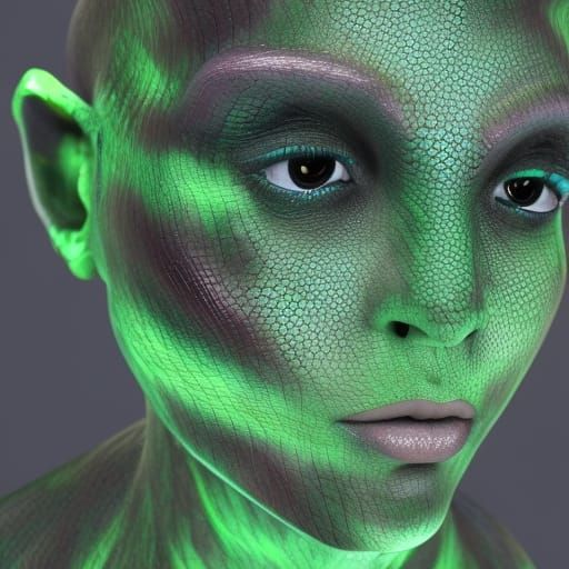 Blond Woman with Reptilian Features in 8K
