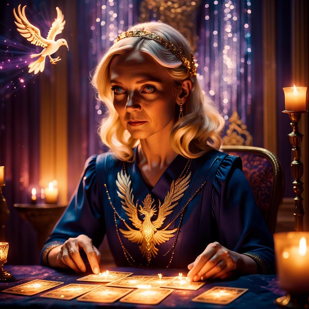 Mystical Tarot Reader with Phoenix Sparkles