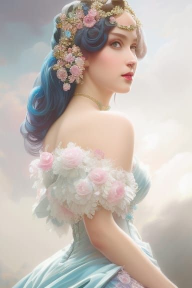 Victorian Ball Gown Portrait in Hyperdetailed Style