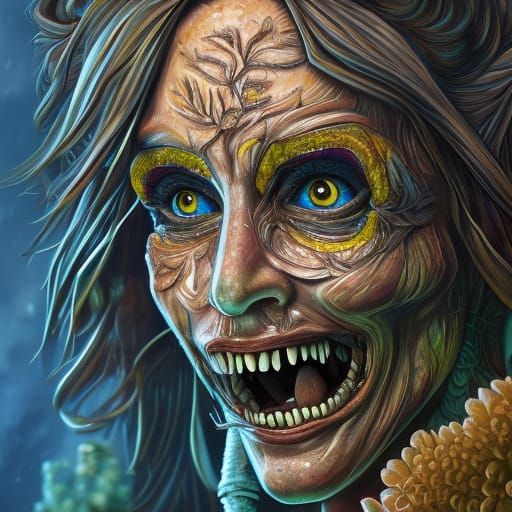 Flowey from Undertale in Psychedelic Steampunk Style