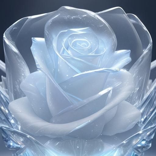 Icy Rose Bouquet Sculpture in Winter Landscape