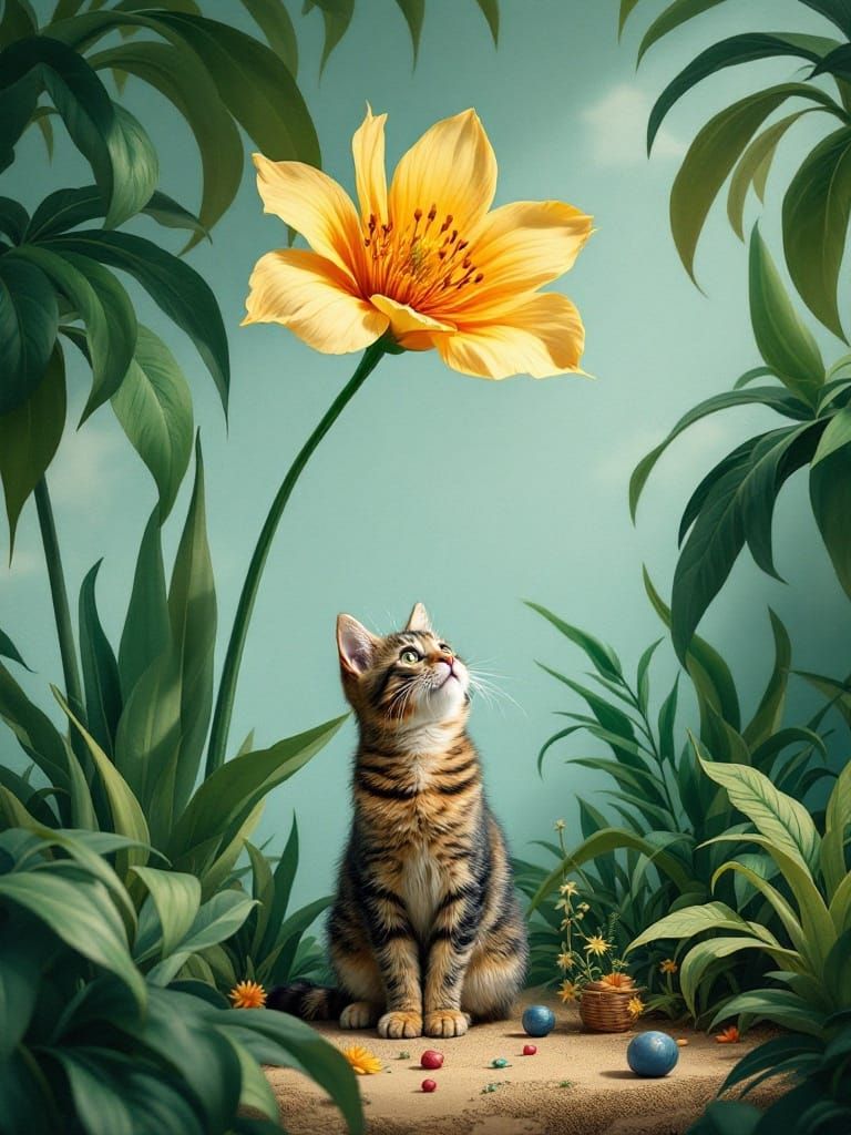 Surrealist Feline Paradise: Magritte, Rousseau, Sitcom