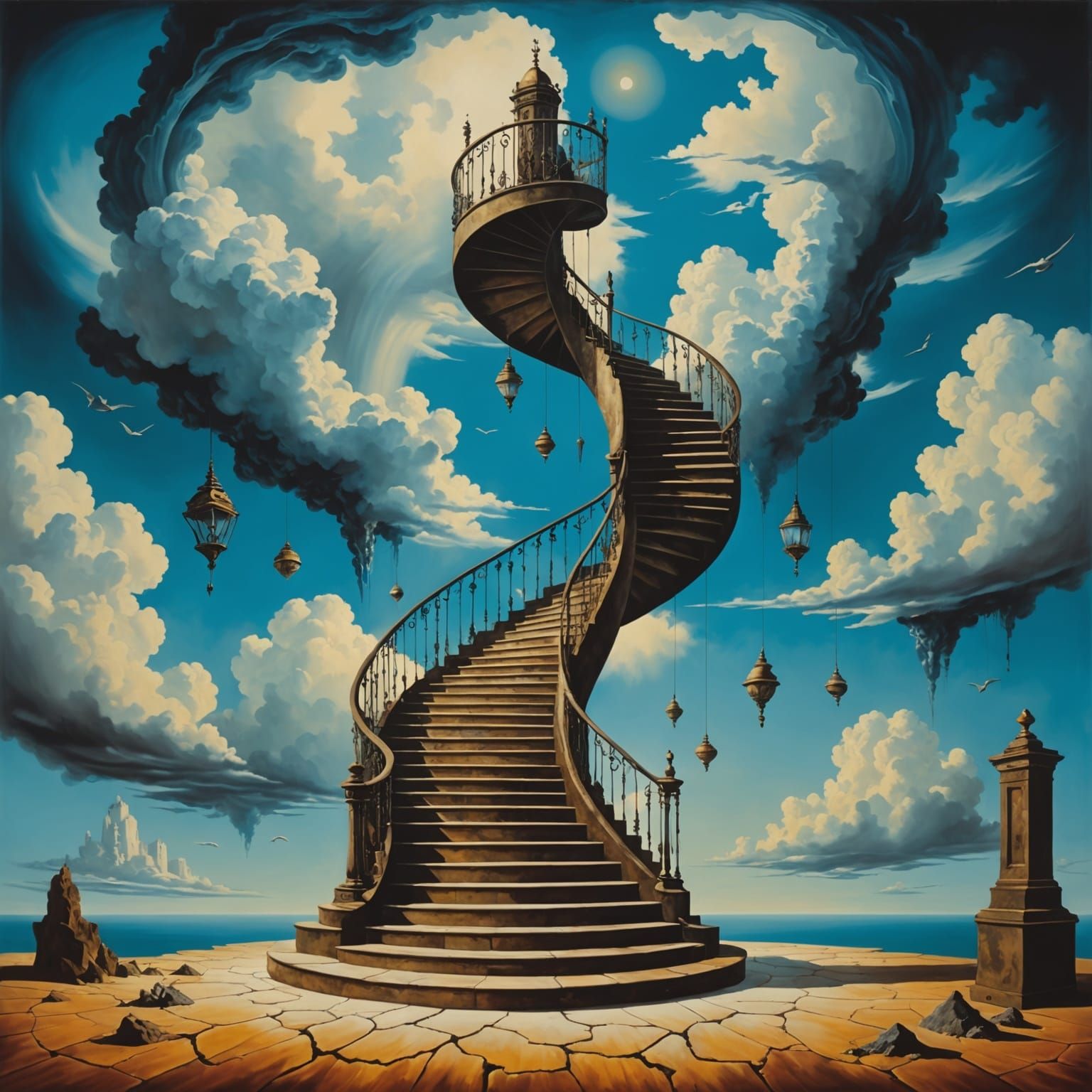 Ethereal Ascent in Surrealist Aesthetic