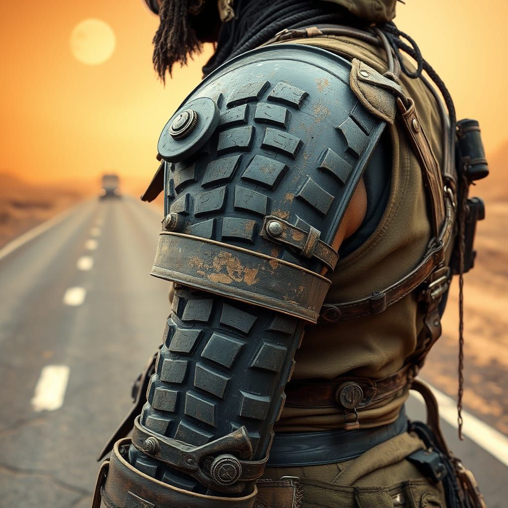 Post-Apocalyptic Warrior with Bike Tire Pauldron