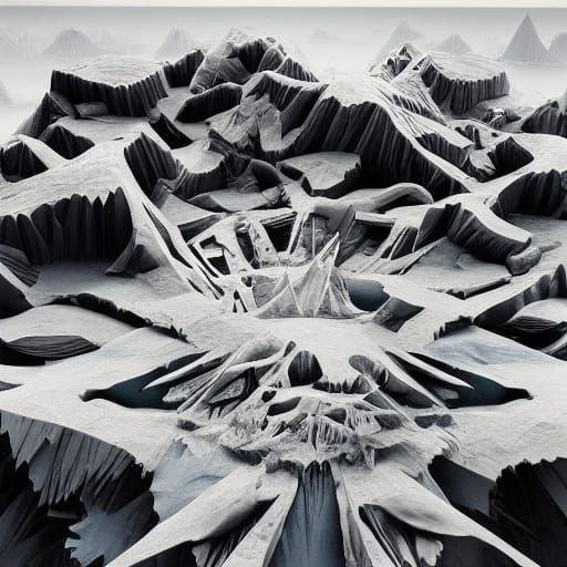 Constructivist Floating Island with Crystalline Forest