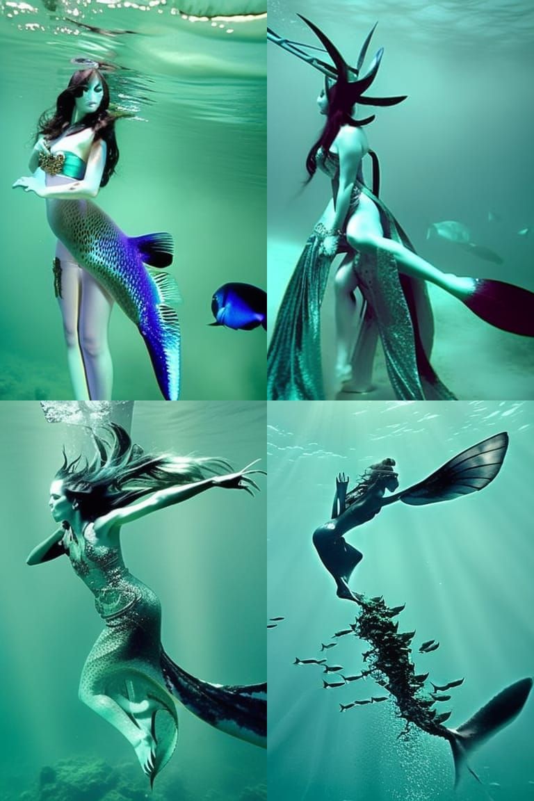 Terrifying Horror Mermaid Shark Underwater Fantasy